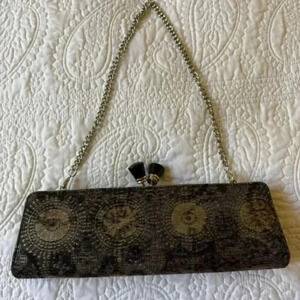 White House Black Market Evening Clutch With Removable Chain